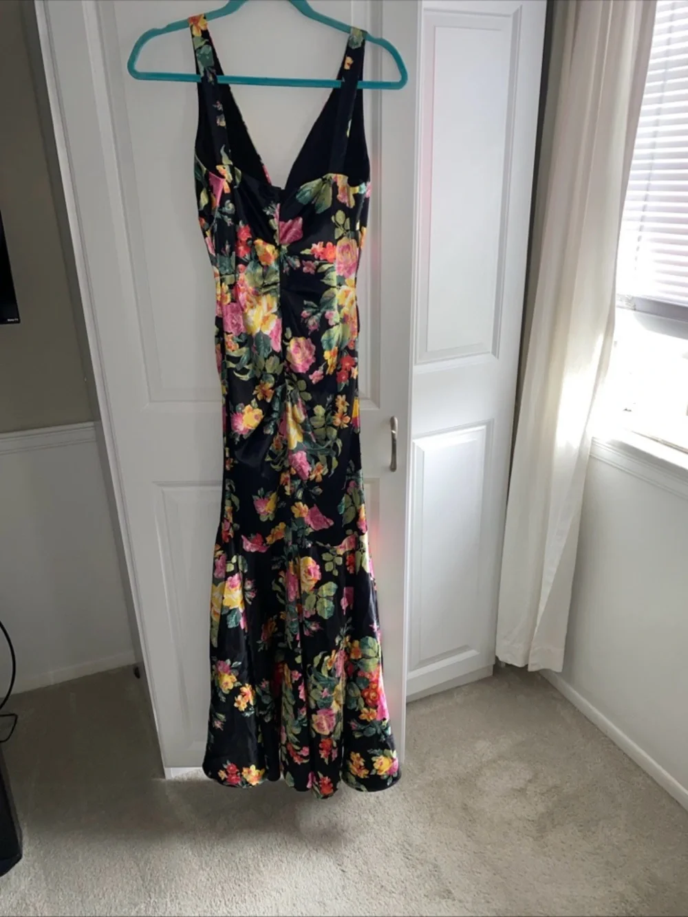 Jump Apparel Prom Gown  Dress 7/8 Black Floral Multi Colored - Picture 15 of 16